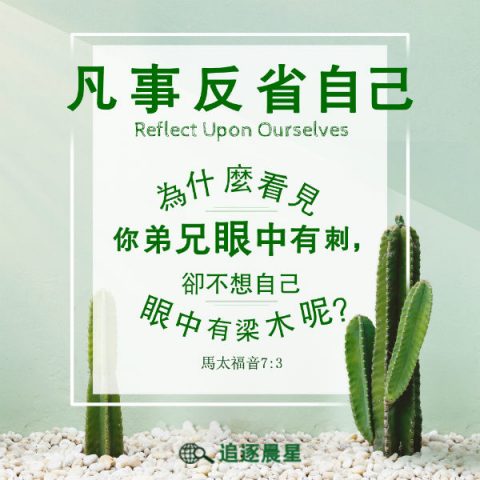 【 去掉眼中的梁木 】凡事反省自己 -圣经金句